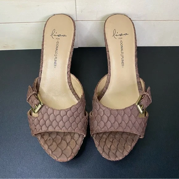 Donald Pliner Lisa Wedge Sandals Women's Size 7.5 Shoes Snakeskin Espadrille - Picture 7 of 11